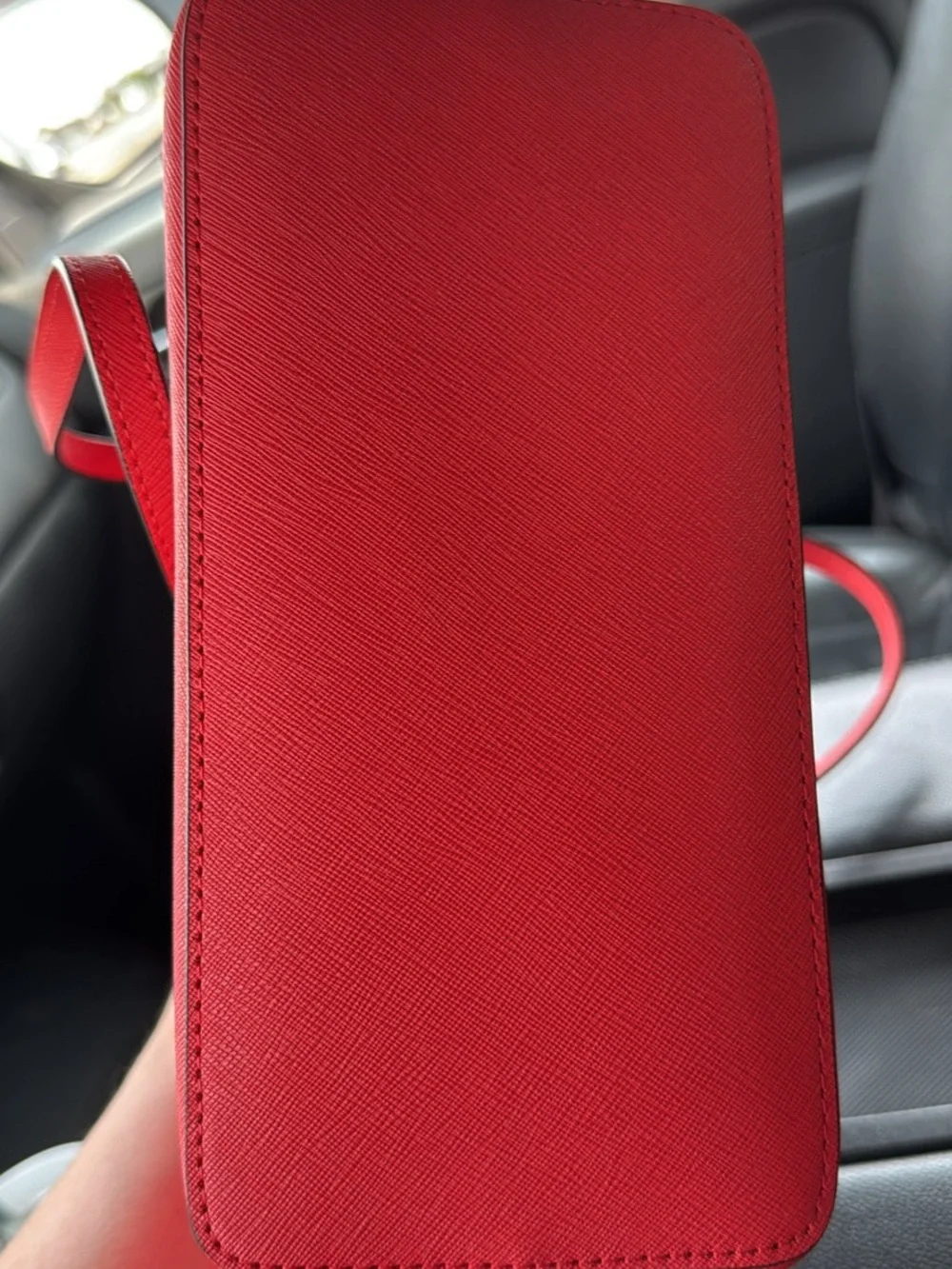 Michael Kors Red Saffiano Leather Tote with MK Charm